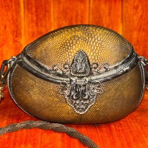 Maya Evangelista RARE Amber Resin Snakeskin Evening Shoulder Crossbody Purse​